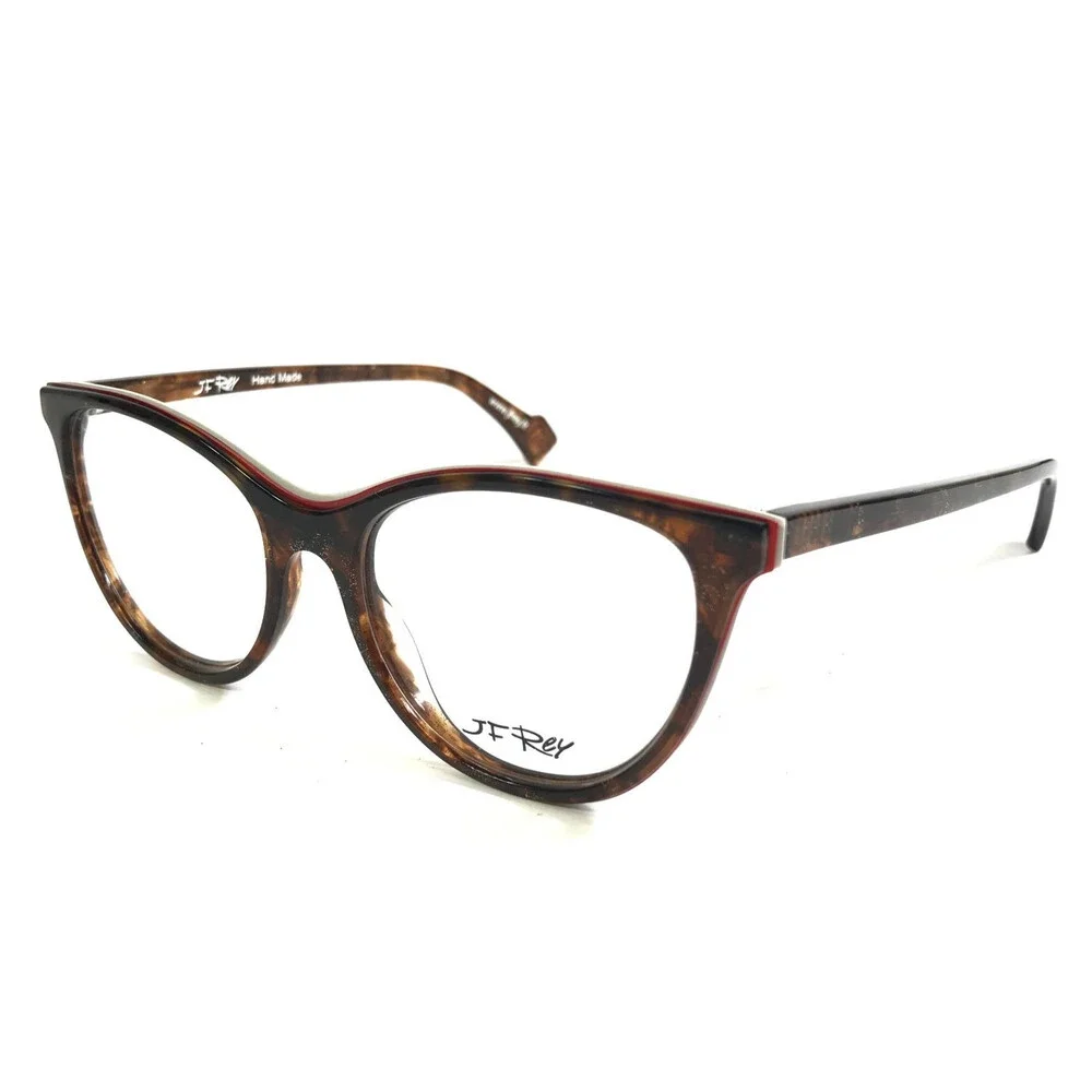 J.F. Rey Eyeglasses Frames JF1403 9010 Brown White Brown Sparkly 52-17-143